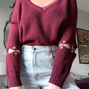 LF Stores maroon sweater with ring details XS